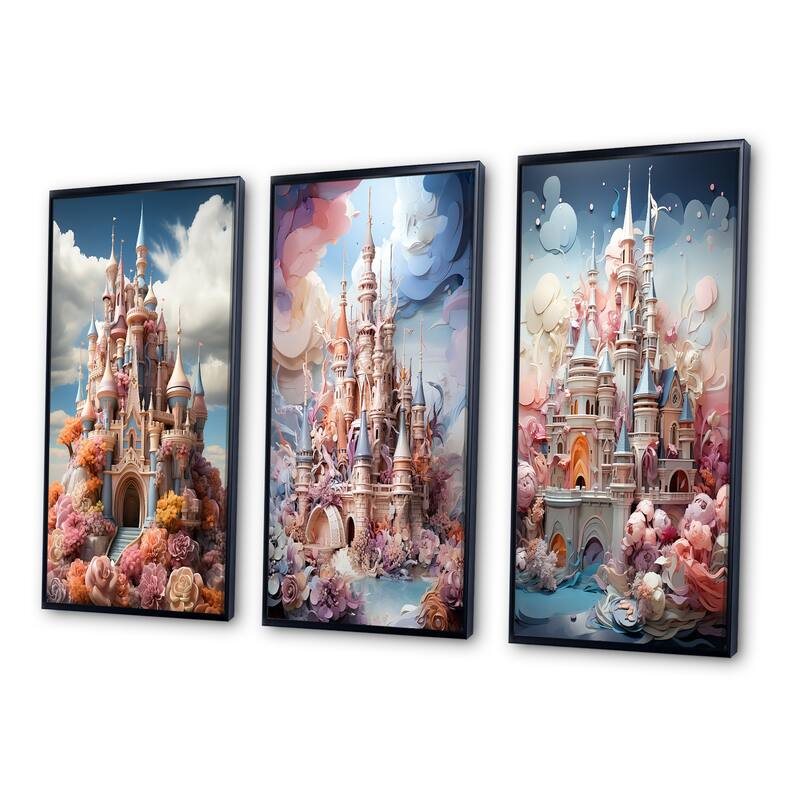 Designart "Castles Whimsical Wonder Pastel IV" Cityscapes Framed Wall